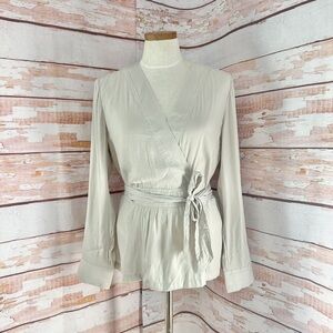 Elegant Cream Wrap Blouse